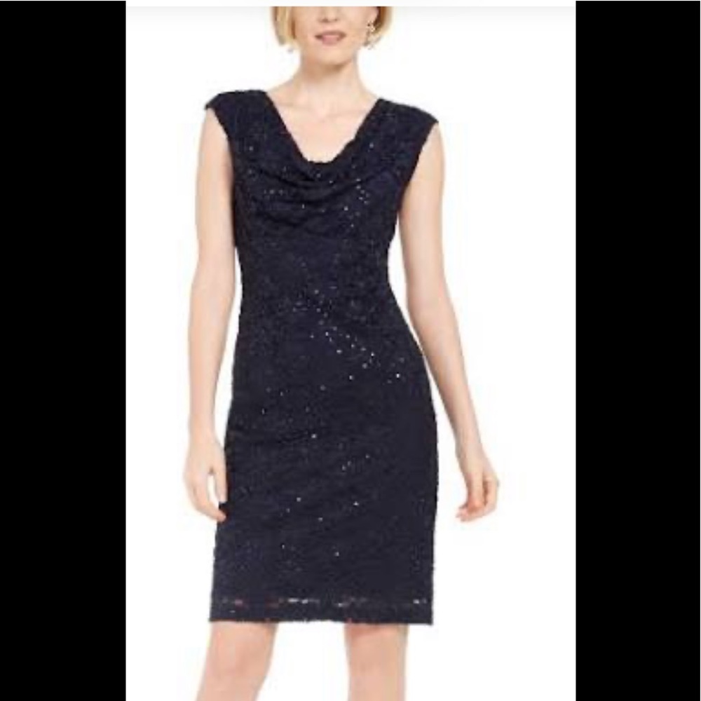 Connected Sequined Lace Sheath Dress - Size 8